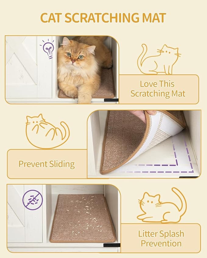Cat Litter Box Enclosure, Hidden Litter Box Cabinet Furniture - Image 7