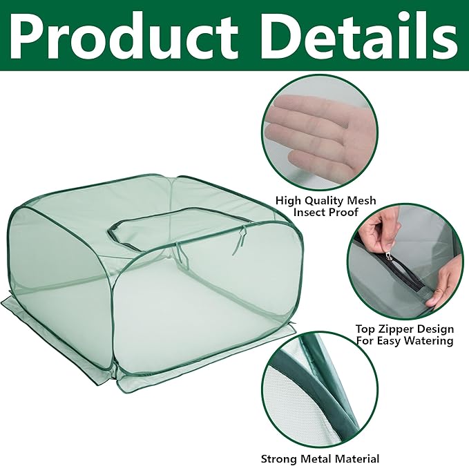35" x 35" x 27.5" Pop Up Mesh Plant Cover, Foldable Plant Protector Mesh Plant - Image 3