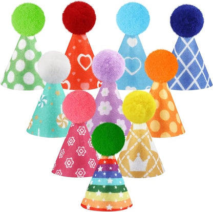 Hxezoc 10 Pcs Mini Birthday Party Hats Colorful Cone Felt Hats by Hxezoc