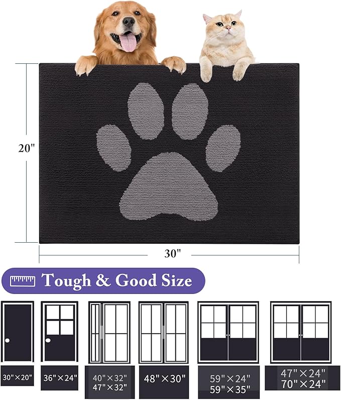 Buganda Dog Door Mat for Muddy Paws, Absorbent Dirt Trapper Non Slip Indoor - Image 2
