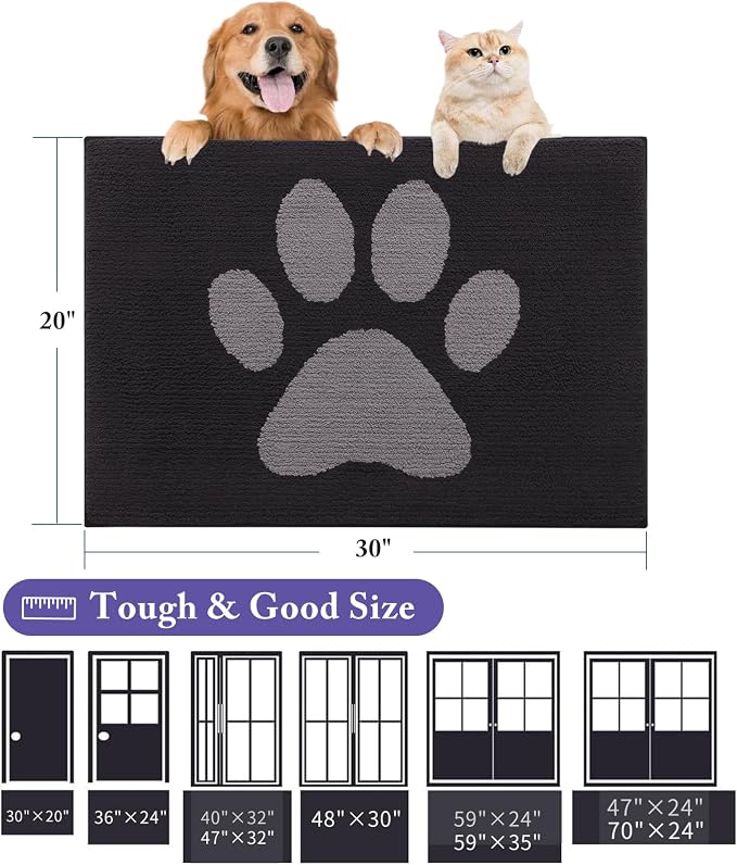 Buganda Dog Door Mat for Muddy Paws, Absorbent Dirt Trapper Non Slip Indoor - Image 2
