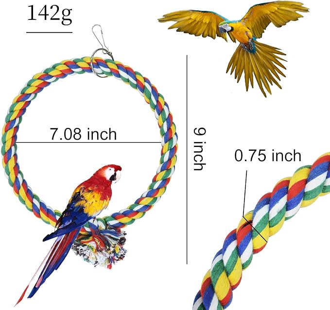 WishLotus Bird Swing, Cotton Rope Swing - Image 2