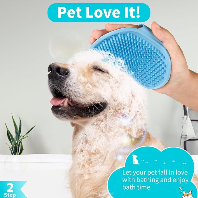 Comotech 3-in-1 Dog Grooming Brush | Adjustable Handle Shampoo Brush & Scrubber - Image 4