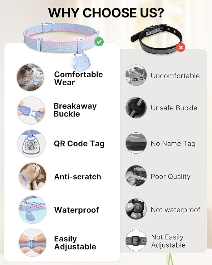 Cat Collar with QR Code Name Tag, Breakaway Kitten Collar - Image 7