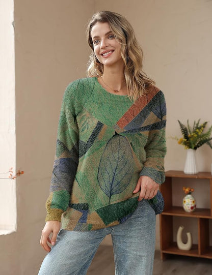 YESNO Women Christmas Sweater Graphic Printed Oversized Pullover Sweaters - Image 2