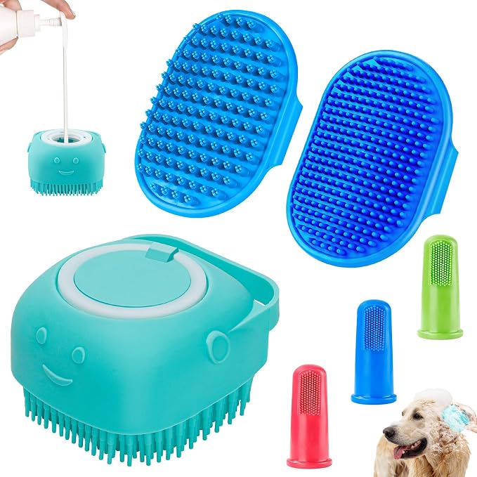 Comotech 6PCS Dog Bath Brush & Dog Toothbrush | Adjustable Handle Shampoo Brush by Comotech