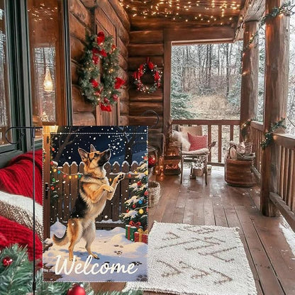 German Shepherd Welcome Garden Flag 12x18 Inch Double Sided Winter Christmas - Image 5