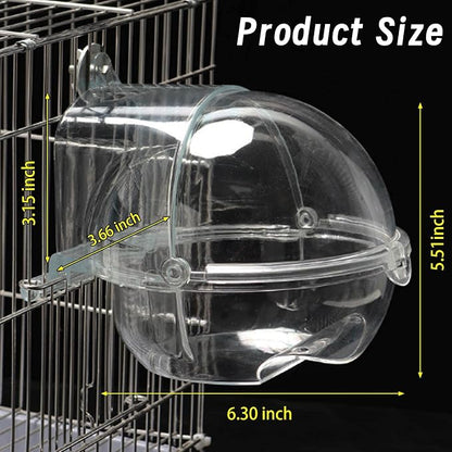 Bird Bath Box for Cage, Parrot Hanging Planet Bathtub No-Leakage Transparent - Image 2
