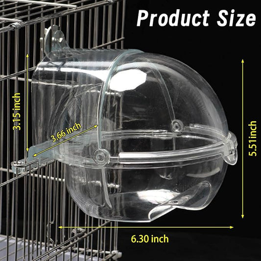Bird Bath Box for Cage, Parrot Hanging Planet Bathtub No-Leakage Transparent - Image 2