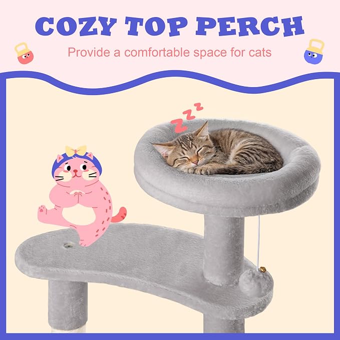 Allewie 55.5 in Cat Tree for Indoor Kitties/Soft Plush Perches/Multi-Level Cat - Image 3