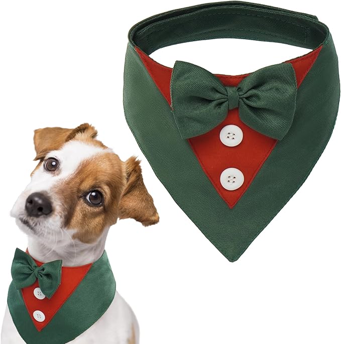 FUAMEY Dog Tuxedo Christmas for Large Dogs, Dog Formal Suit Dogs Attire Pet Bow by FUAMEY