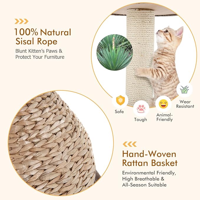PETSITE Modern Cat Tree Tower, Paper Rope Natural Bowl Shaped - Image 4