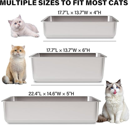 Stainless Steel Litter Box 2 Pack, XLarge Metal Litter Box - Image 6