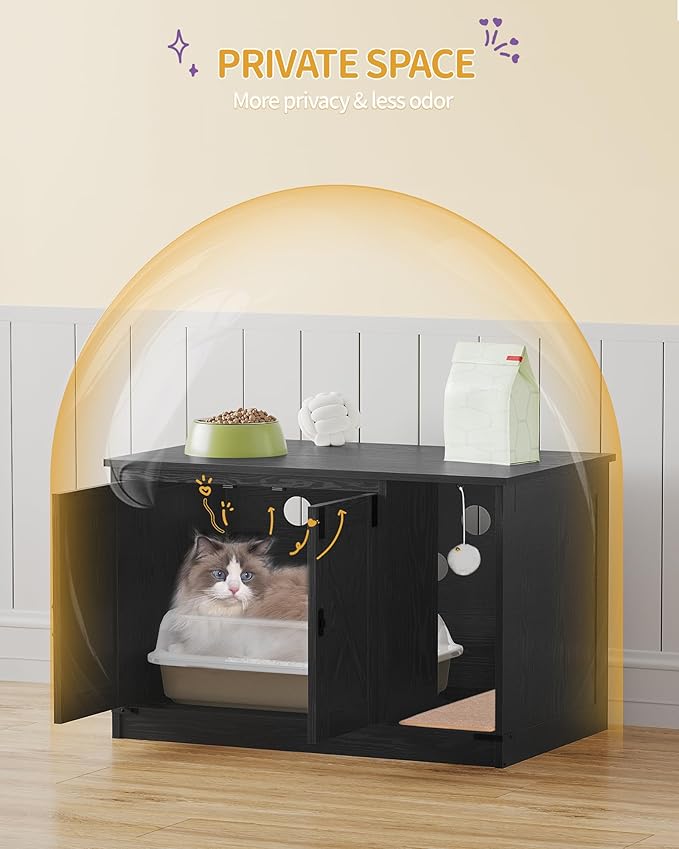 Cat Litter Box Enclosure, Hidden Litter Box Cabinet Furniture - Image 6