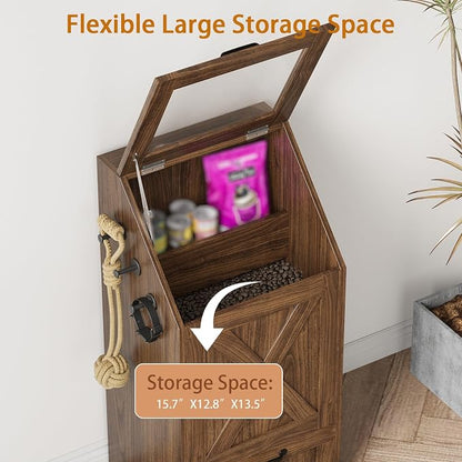 Dog Feeding Station with Storage Cabinet and 2 Elevated Dog Bowls, Hidden Pet - Image 7