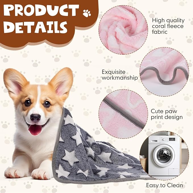Chumia 40 Pcs Blankets Soft Fluffy Fleece Washable Pet Dog Sleep mat Paw Print - Image 3