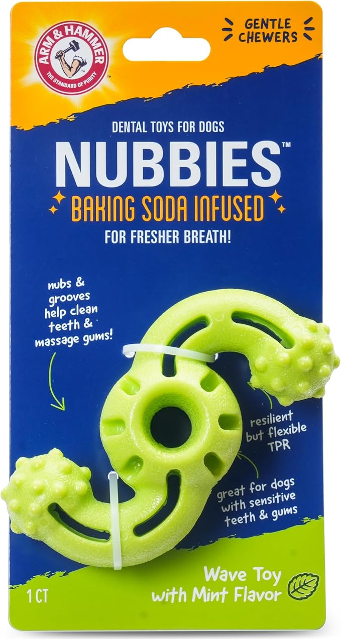 Arm & Hammer for Pets Nubbies Dog Dental Toys TPR Wave Toy, Mint Flavored by ArmHammer