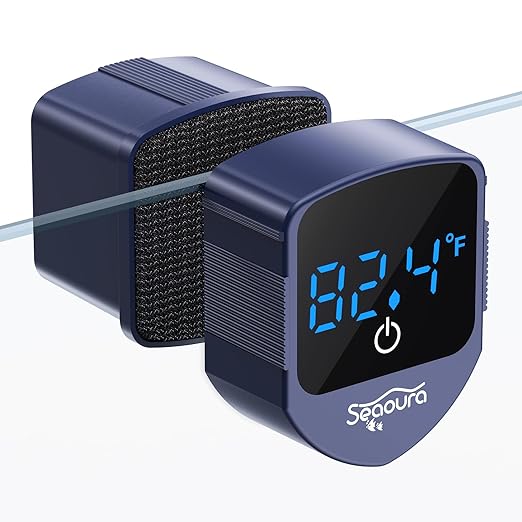 Aquarium Magnetic Cleaner with Thermometer, Fish Aquariums Mini Magnet Brush by SEAOURA