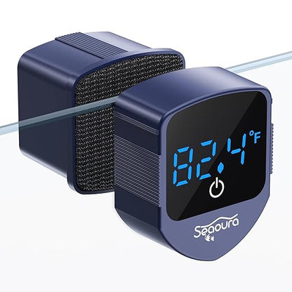 Aquarium Magnetic Cleaner with Thermometer, Fish Aquariums Mini Magnet Brush by SEAOURA