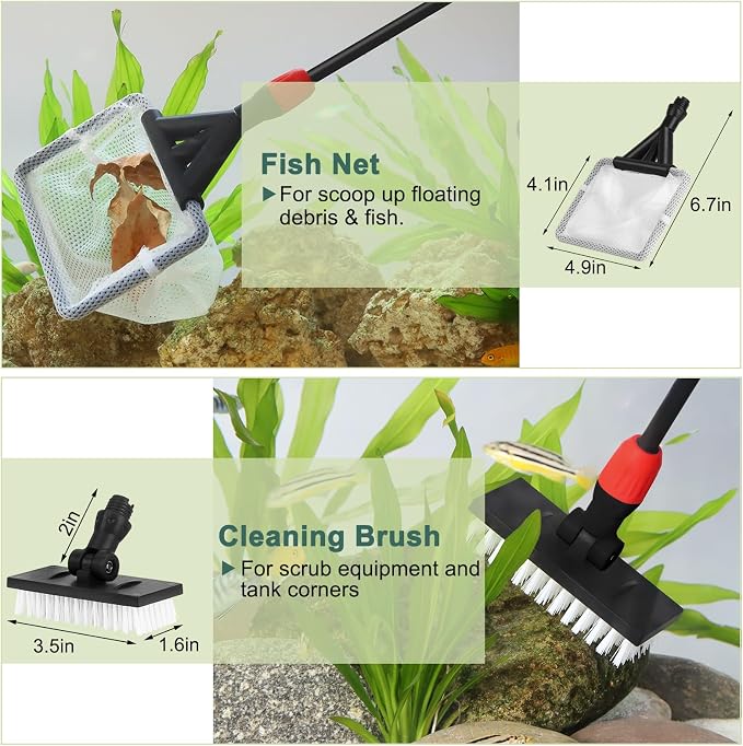 hygger Easy Clean Fish Tank Cleaner, 6 in 1 Aquarium Cleaning Tools Kit - Image 4