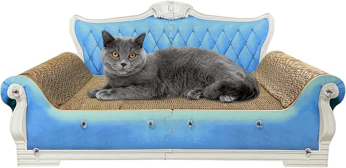 Luxury Cardboard Cat Scratcher Sofa Bed, Couch Shaped Scratching Board by INRLKIT