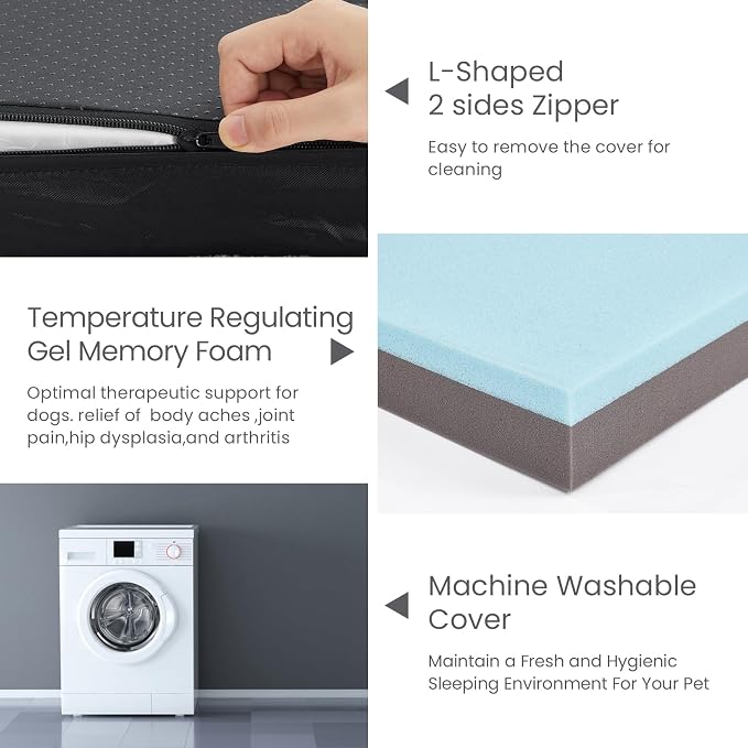 Orthopedic Memory Foam Bed for Large Dogs, Waterproof Cooling Pet Mats for Crate - Image 4