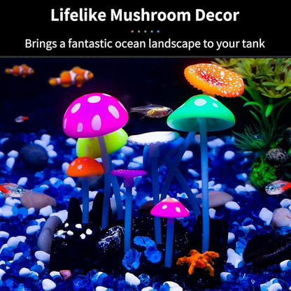 Uniclife Glowing Effect Artificial Mushroom Aquarium Plant Decor Ornament - Image 2
