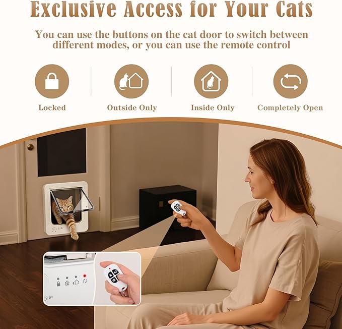 Smart Cat Door for Interior & Exterior, Flap Opening is 7.67’’ by 7'', RFID Cat - Image 4