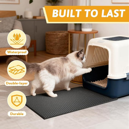 Pieviev Cat Litter Mat Double Layer Waterproof Urine Proof Trapping Mat 1 Pack) - Image 7