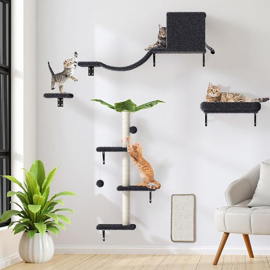 5-in-1 Cat Wall Shelves for 16 Inch Drywall: Space-Saving Wall Mounted Cat by ESOTTE
