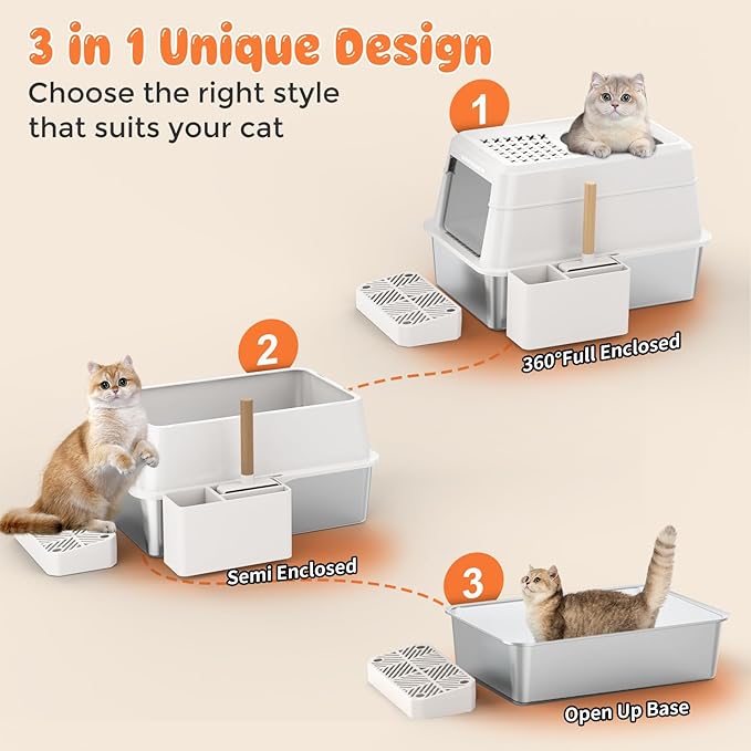 URPOWER Stainless Steel Cat Litter Box - Image 6