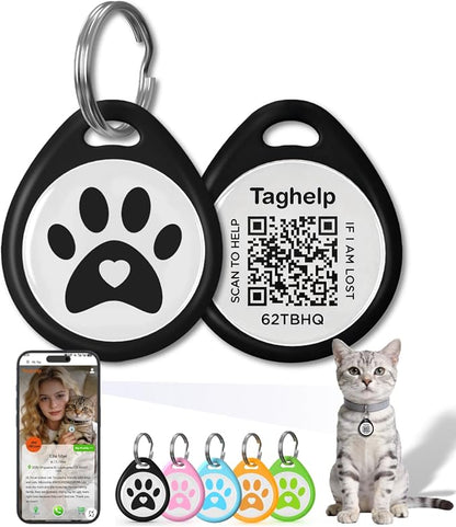 QR Code Cat ID Tag for Collar, Smart Pet ID by Taghelp