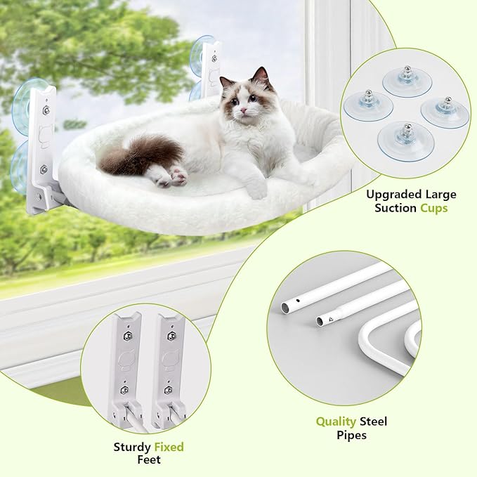 Cat Window Perch, Cordless Cat Hammock, Foldable Cats Window Bed - Image 4