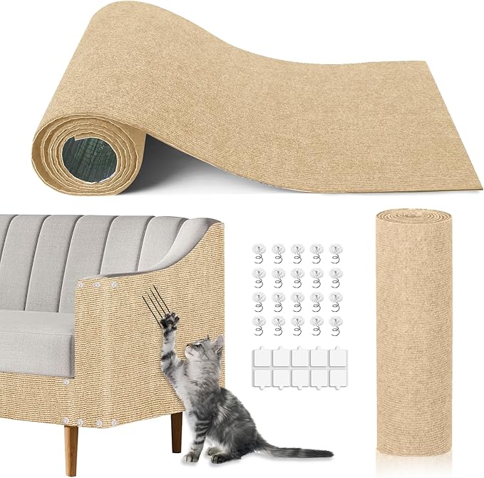 Cat Scratch Mat, 118.5"x15.9" Trimmable Self-Adhesive Cats Scratch Carpet by Unknown