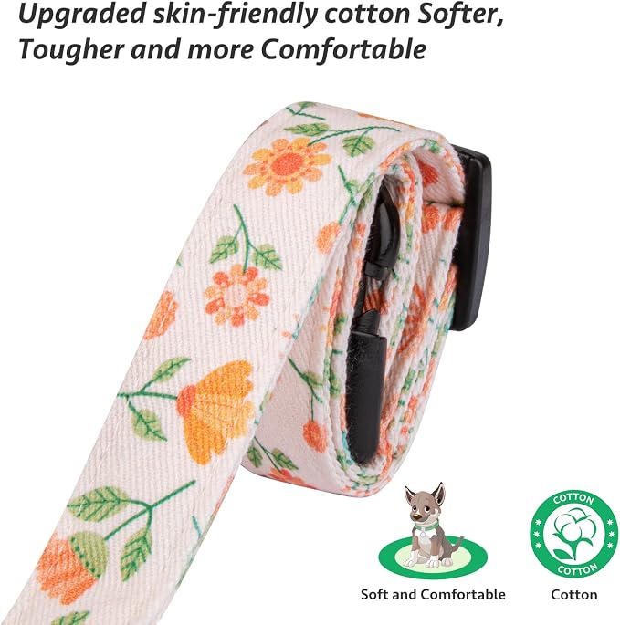 Cotton Handmade Dog Collar Cute and Distinctive Patterns Pink Sunflower - Image 4