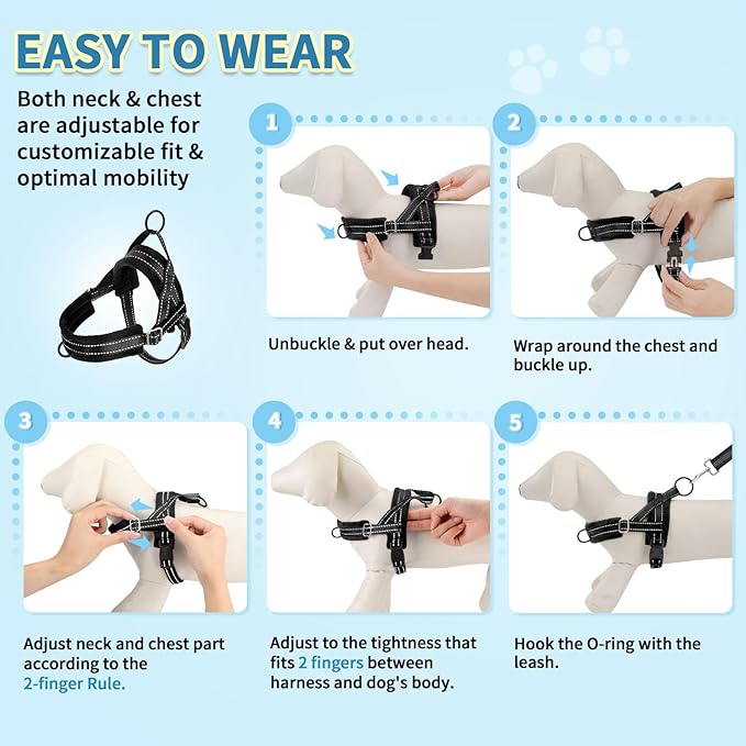 SlowTon No Pull Small Dog Harness and Leash Set, Puppy Soft Vest Harness Neck & - Image 8