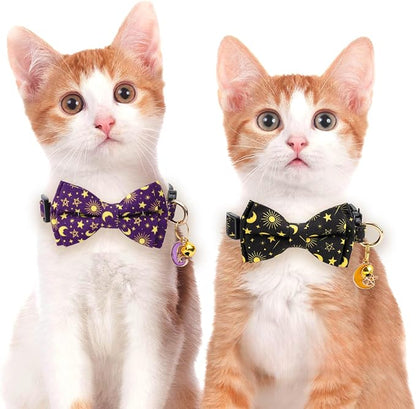 2 Pack Cotton Cat Collar with Bow Tie and Bell - Image 6