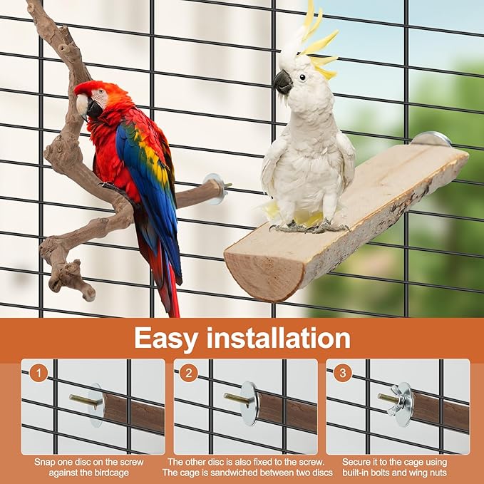Bird Perch Stand, Pole Standing Natural Wood Bird Perch Set 5PCS Paw Grinding - Image 6