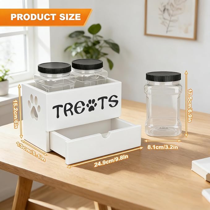 Dog Treat Jar for Countertop, 9.8 * 5.1 * 6'' 2 Layer Dog Treat Container - Image 2