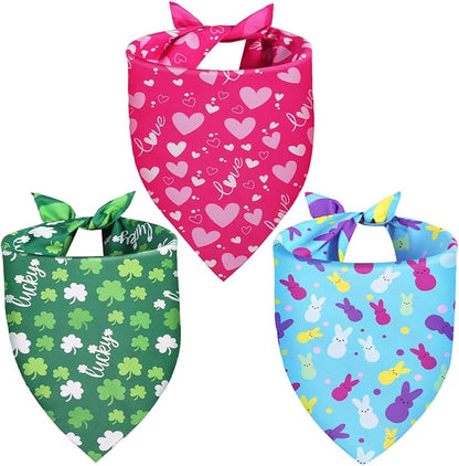 Valentines Dog Bandana St Patricks Day and Easter Dog Bandana Small 3PCS by Unknown