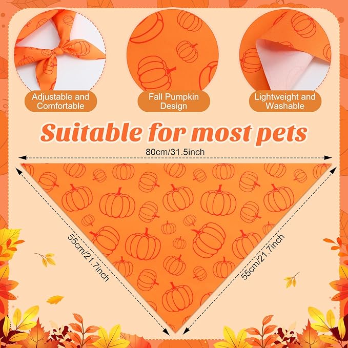 Abbylike 50 Pcs Fall Thanksgiving Dog Bandanas Bulk Pumpkin Bandanas - Image 3