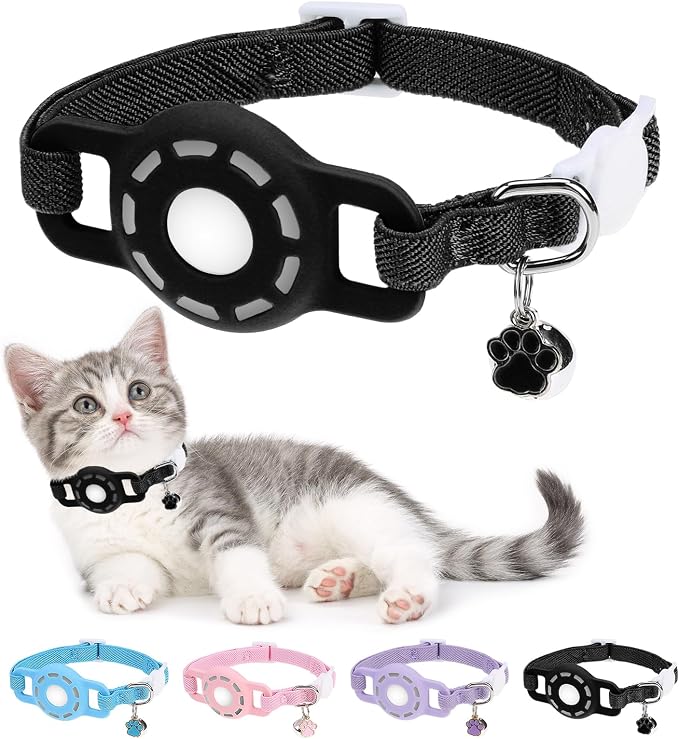 Airtag Cat Collar Breakaway, Stretchy Cat Tracker Collar by DILLYBUD
