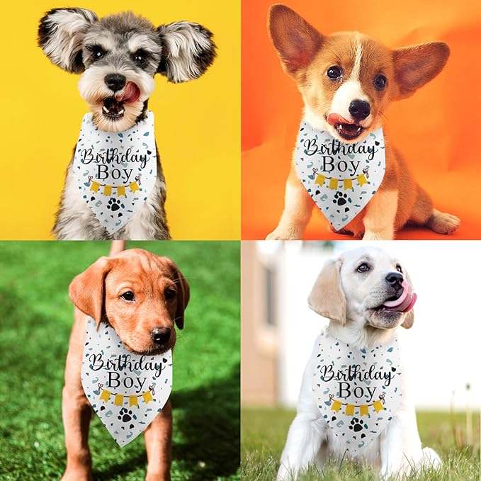 Dog Bandana for Birthday Party Supplies Puppy Pet Bandanas Boy Happy Birthday - Image 3
