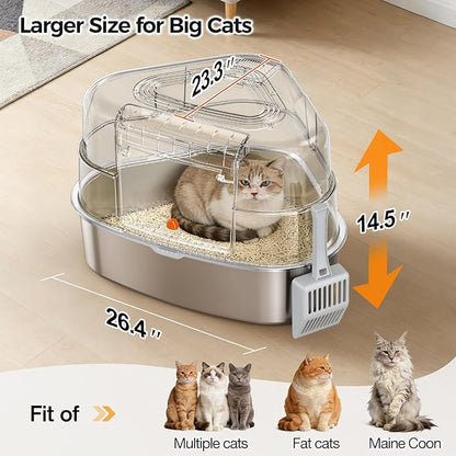 XL Stainless Steel Corner Cat Litter Box - Image 5