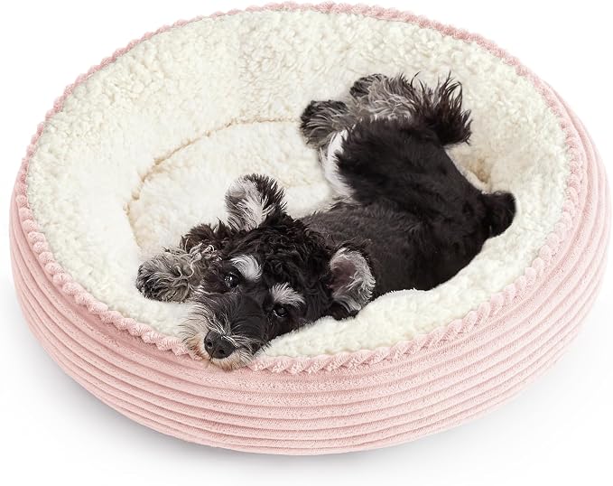 Love's cabin Round Donut Cat and Dog Cushion Bed, 25in Pet Bed by Lovescabin