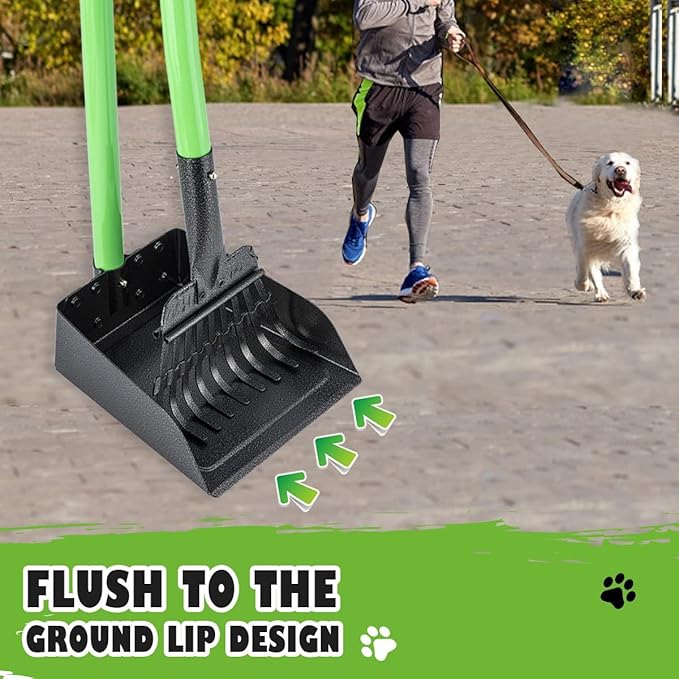 MXF Pooper Scooper, Dog Pooper Scooper Long Handle Stainless Metal Tray and - Image 4