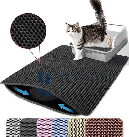Extra Large Cat Litter Mat, 30x22 Inches Honeycomb Double Layer Cat Litter by Petinstinct