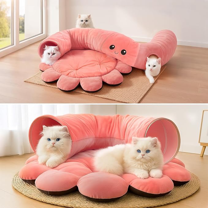 Cat Tunnel Bed with 20 Cat Toys, Collapsible Play Tunnel - Image 7