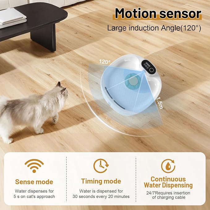 Wireless Cat Water Fountain, 42000mAH Battery Operated Cordless Cat Fountain - Image 2