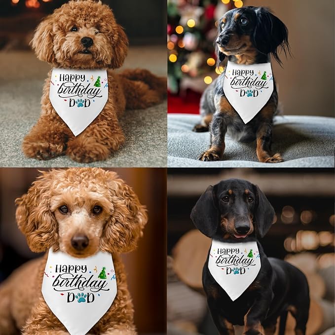 Happy Birthday Dad Black Dog Bandana Pet Scarf Accessories Funny Cute Puppy - Image 4